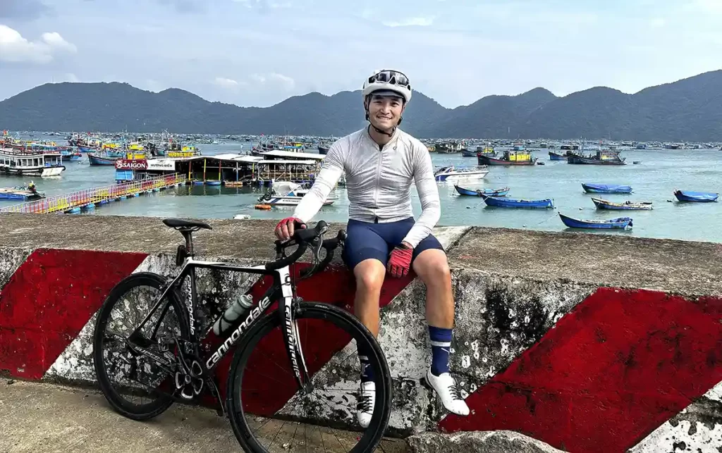 Donald Wong on cycling tour of Vietnam, along the coast north of Nha Trang