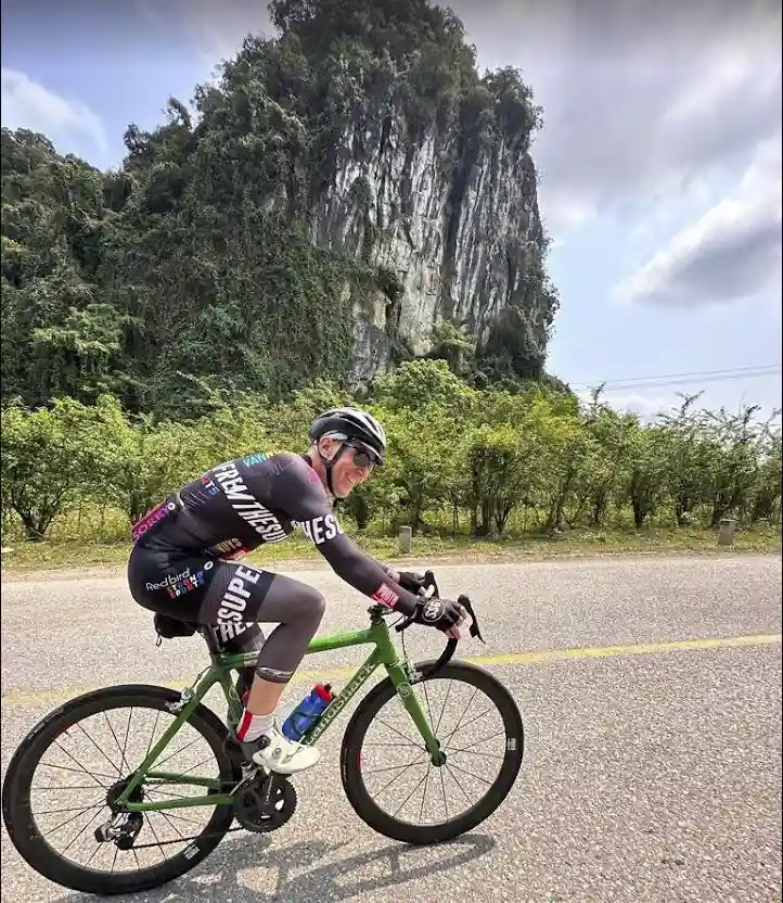 Cyclist in Ninh Binh, Vietnam